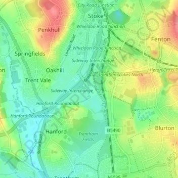 Carte topographique Sideway, altitude, relief