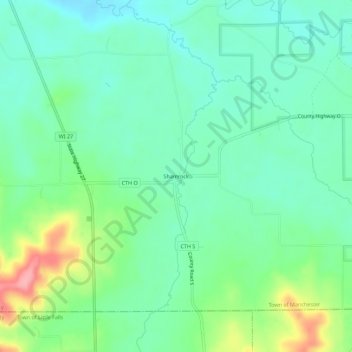 Carte topographique Shamrock, altitude, relief