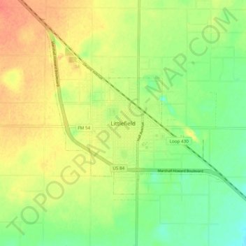Carte topographique Littlefield, altitude, relief