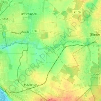 Carte topographique Domhorst, altitude, relief