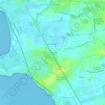 Carte topographique Le Puits Doux, altitude, relief