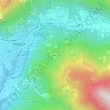 Carte topographique Uschione, altitude, relief