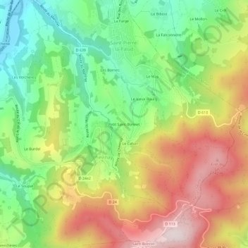 Carte topographique Petit Saint-Bonnet, altitude, relief