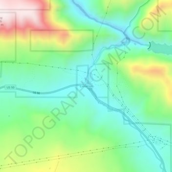 Carte topographique Cimarron, altitude, relief