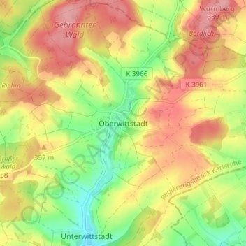 Carte topographique Oberwittstadt, altitude, relief