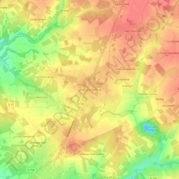 Carte topographique Le Moulin Gohaud, altitude, relief