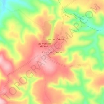 Carte topographique Castelo Branco, altitude, relief