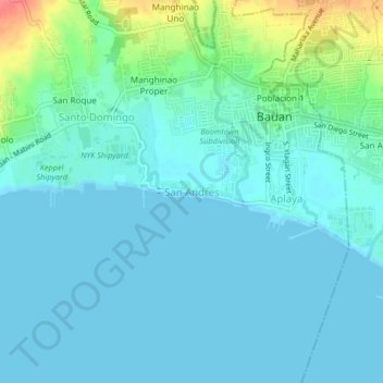 Carte topographique San Andres, altitude, relief
