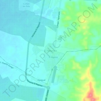 Carte topographique El Reposo, altitude, relief
