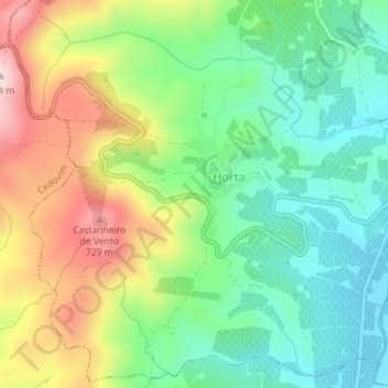 Carte topographique Miradouro de Horta do Douro, altitude, relief