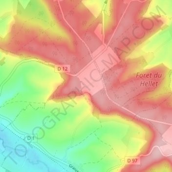 Carte topographique La Verrerie du Hellet, altitude, relief
