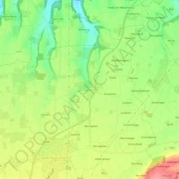 Carte topographique Gasteig, altitude, relief