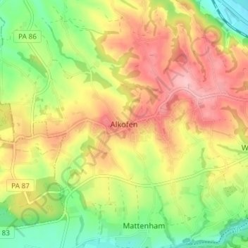 Carte topographique Alkofen, altitude, relief