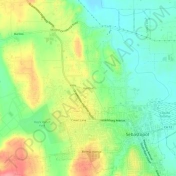 Carte topographique Hurlbut, altitude, relief