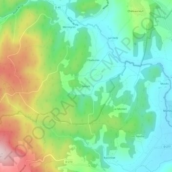 Carte topographique Besses, altitude, relief