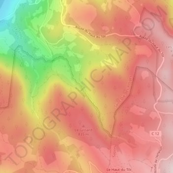 Carte topographique Bambois de Bouvacote, altitude, relief