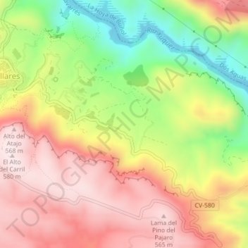 Carte topographique Ortiz, altitude, relief