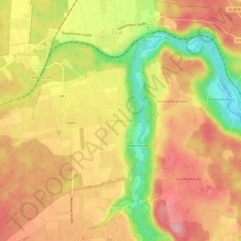 Carte topographique Hohendilching, altitude, relief