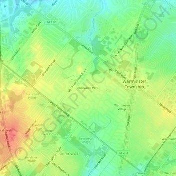 Carte topographique Rosewood Park, altitude, relief