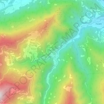 Carte topographique Fucine, altitude, relief