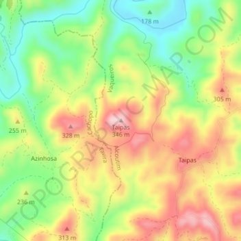 Carte topographique Taipas, altitude, relief