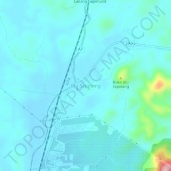 Carte topographique Ulu Sepetang, altitude, relief