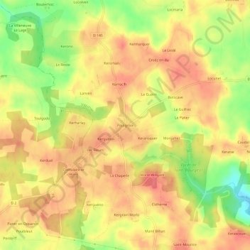 Carte topographique Poulgroix, altitude, relief