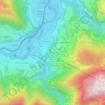 Carte topographique Alpendorf, altitude, relief