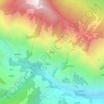 Carte topographique Guad, altitude, relief