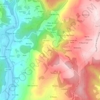 Carte topographique Osmo, altitude, relief