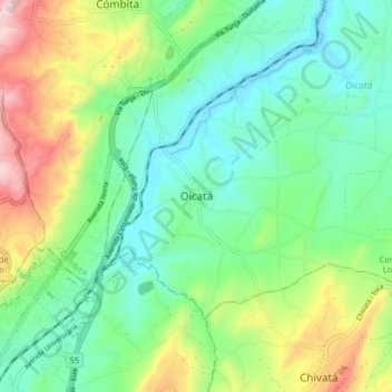 Carte topographique Oicatá, altitude, relief