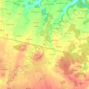 Carte topographique Edt, altitude, relief