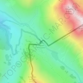Carte topographique Col de Larche, altitude, relief
