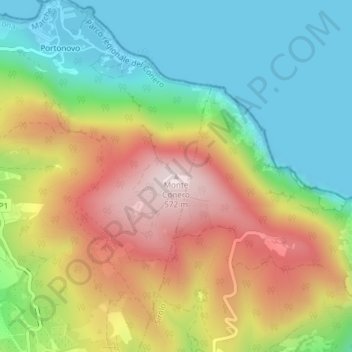 Carte topographique Monte Conero, altitude, relief