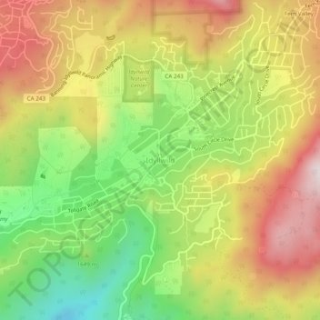 Carte topographique Idyllwild, altitude, relief