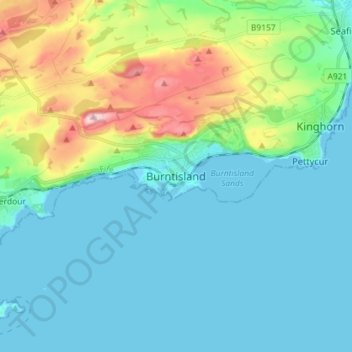 Carte topographique Burntisland, altitude, relief