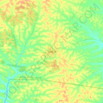 Carte topographique Sinfra, altitude, relief