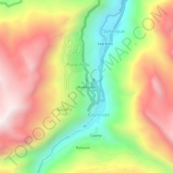 Carte topographique Huatasjapo, altitude, relief
