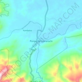 Carte topographique Pongo de Caynarachi, altitude, relief