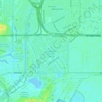 Carte topographique Leisure World, altitude, relief