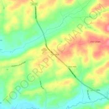 Carte topographique Silver Run, altitude, relief