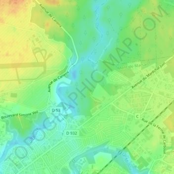 Carte topographique Nonères, altitude, relief