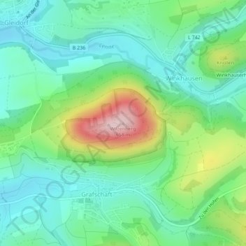 Carte topographique Wilzenberg, altitude, relief