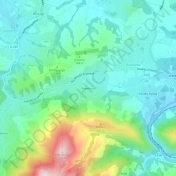 Carte topographique Basaburu, altitude, relief