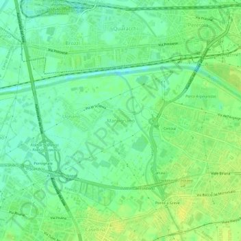 Carte topographique Mantignano, altitude, relief