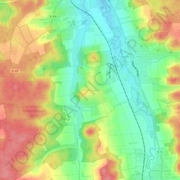 Carte topographique Hohenraunau, altitude, relief