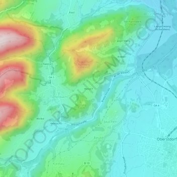 Carte topographique Wasach, altitude, relief
