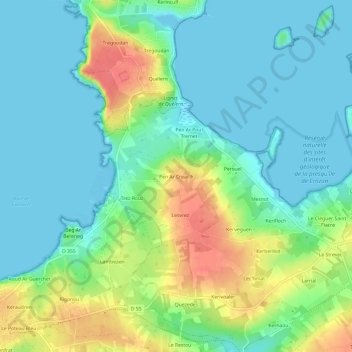 Carte topographique Pen Ar Creac'h, altitude, relief