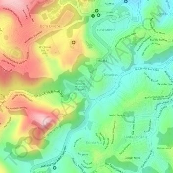 Carte topographique Parque da Lajinha, altitude, relief