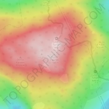 Carte topographique Monte Ciaurlec, altitude, relief